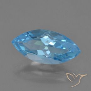 Topaze Bleu Suisse naturelle Marquise, 3.60 ct, VVS