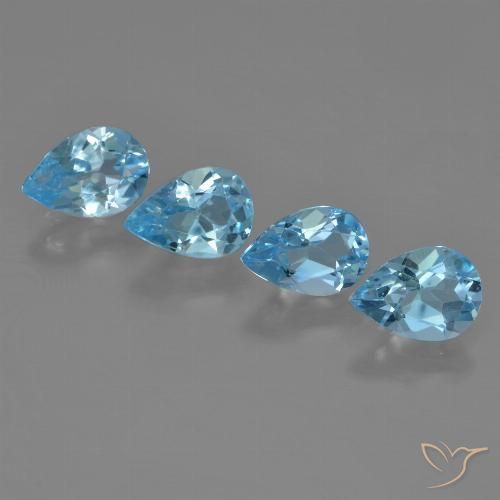 3.20ctw Naturel Bleu Suisse Topaze, En forme de poire, VVS-VS