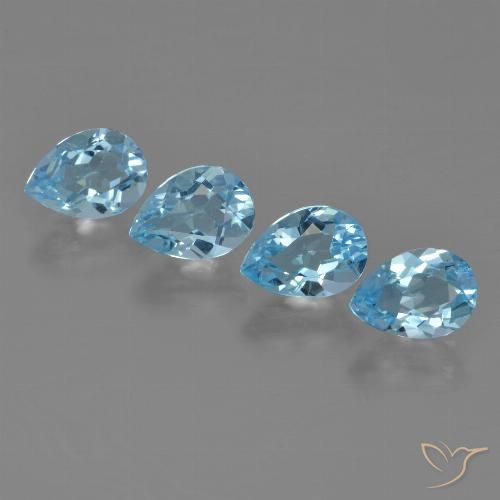 3.31ctw Naturel Bleu Suisse Topaze, En forme de poire, VVS-VS