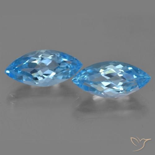 7.67ctw Naturel Bleu Suisse Topaze, Marquise, VVS-VS