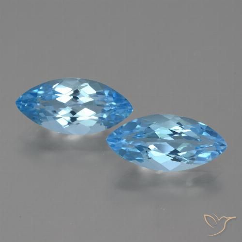 7.17ctw Naturel Bleu Suisse Topaze, Marquise, VVS-VS