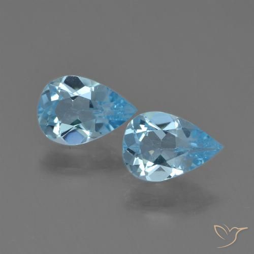 1.45ctw Naturel Bleu Suisse Topaze, En forme de poire, VS