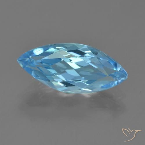 Topaze Bleu Suisse naturelle Marquise, 3.43 ct, VVS-VS