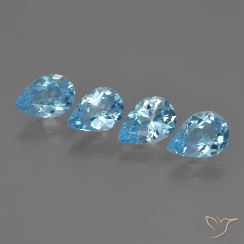 2.96ctw Naturel Bleu Suisse Topaze, En forme de poire, VVS-VS