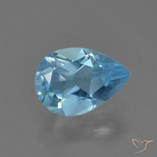 0.88ct Naturel Bleu Suisse Topaze, En forme de poire, VS, Photo A