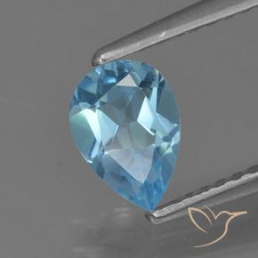 Topaze Bleu Suisse naturelle En forme de poire, 0.88 ct, VS