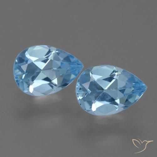 1.62ctw Naturel Bleu Suisse Topaze, En forme de poire, VVS-VS