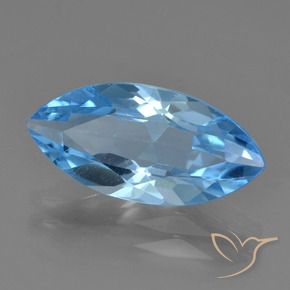 Topaze Bleu Suisse naturelle Marquise, 3.56 ct, VS