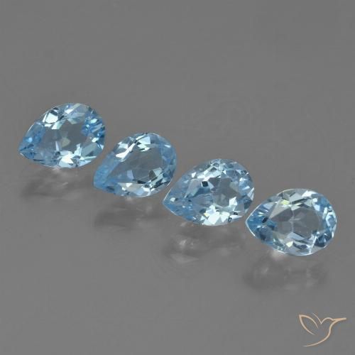 3.13ctw Naturel Bleu ciel Topaze, En forme de poire, VVS-VS