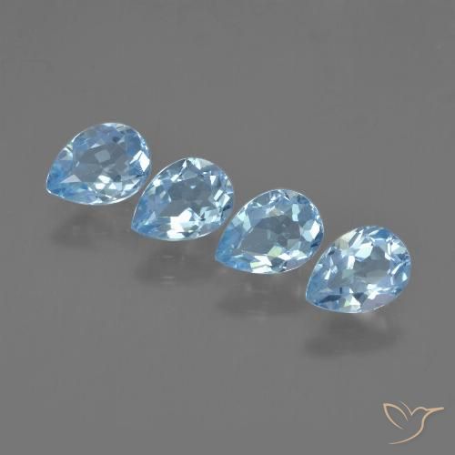 3.47ctw Naturel Bleu ciel Topaze, En forme de poire, VVS-VS