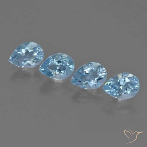 3.64ctw Naturel Bleu ciel Topaze, En forme de poire, VVS-VS