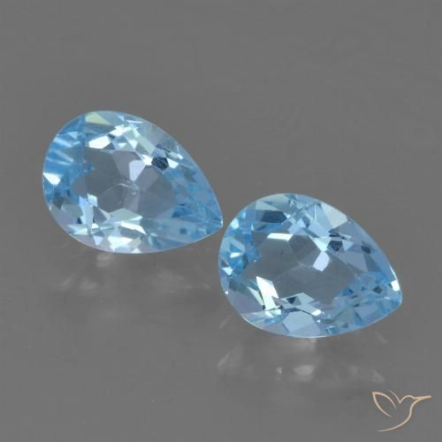 1.75ctw Naturel Bleu ciel Topaze, En forme de poire, VVS-VS