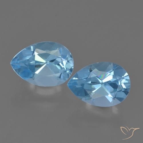 1.75ctw Naturel Bleu Suisse Topaze, En forme de poire, VVS-VS