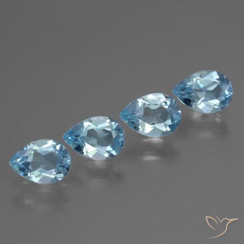 3.00ctw Naturel Bleu Suisse Topaze, En forme de poire, VVS-VS
