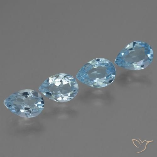 3.12ctw Naturel Bleu ciel Topaze, En forme de poire, VVS-VS