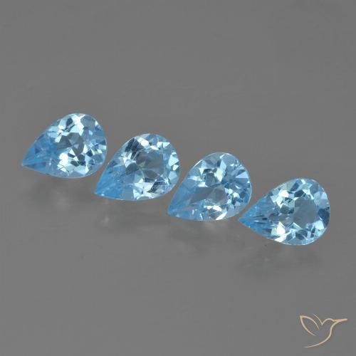 3.12ctw Naturel Bleu ciel Topaze, En forme de poire, VVS-VS