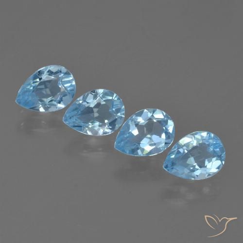 3.25ctw Naturel Bleu Suisse Topaze, En forme de poire, VVS-VS