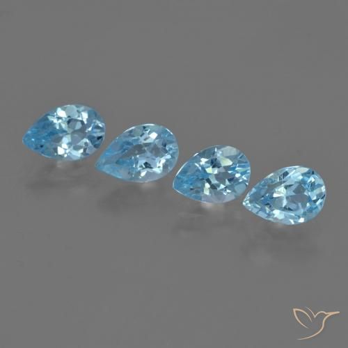 3.11ctw Naturel Bleu Suisse Topaze, En forme de poire, VVS-VS