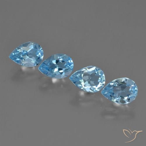 3.42ctw Naturel Bleu Suisse Topaze, En forme de poire, VVS-VS