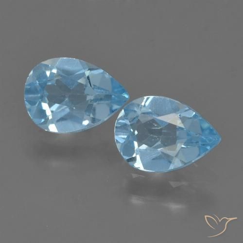 1.59ctw Naturel Bleu Suisse Topaze, En forme de poire, VVS-VS