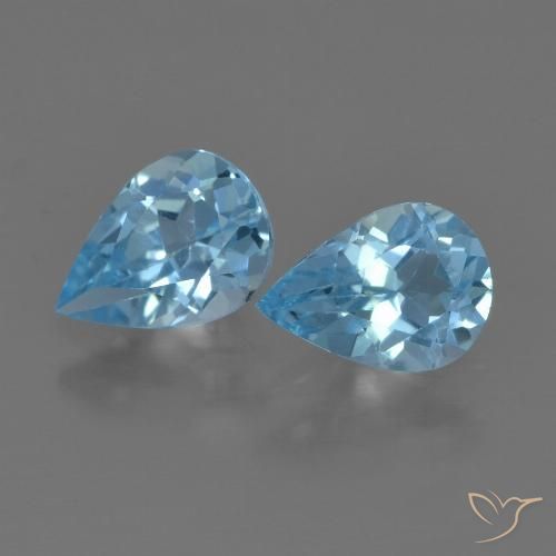 1.54ctw Naturel Bleu Suisse Topaze, En forme de poire, VVS-VS
