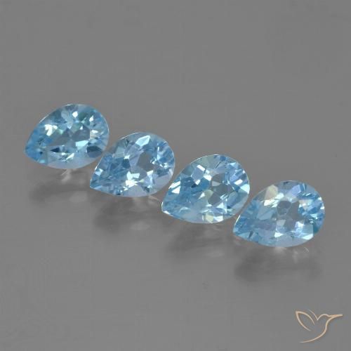 3.36ctw Naturel Bleu Suisse Topaze, En forme de poire, VS