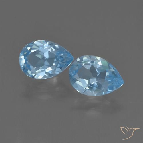 1.56ctw Naturel Bleu Suisse Topaze, En forme de poire, VVS-VS
