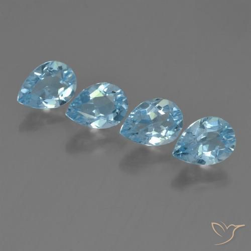 3.50ctw Naturel Bleu ciel Topaze, En forme de poire, VVS-VS