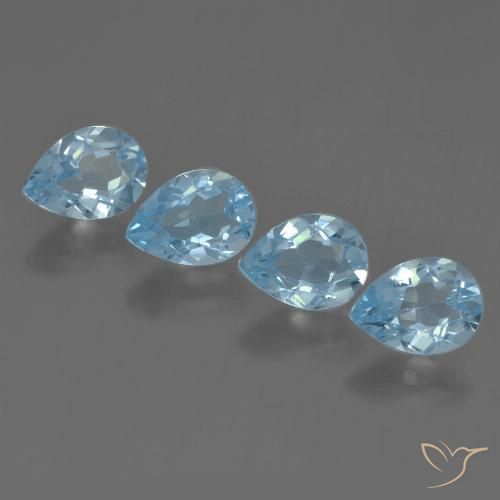 3.47ctw Naturel Bleu ciel Topaze, En forme de poire, VVS-VS