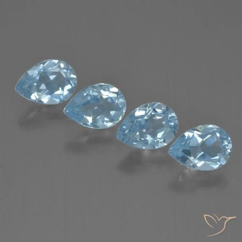 3.42ctw Naturel Bleu ciel Topaze, En forme de poire, VVS-VS