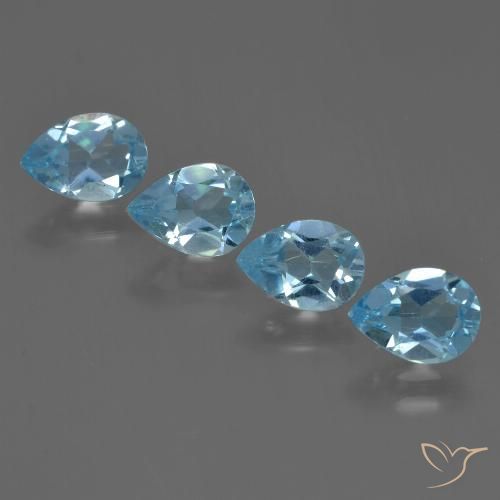 3.06ctw Naturel Bleu Suisse Topaze, En forme de poire, VVS-VS