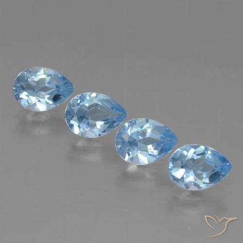 3.32ctw Naturel Bleu ciel Topaze, En forme de poire, VVS-VS