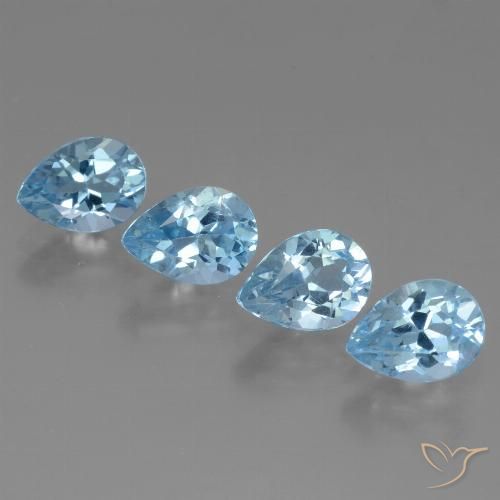 3.50ctw Naturel Bleu ciel Topaze, En forme de poire, VVS-VS