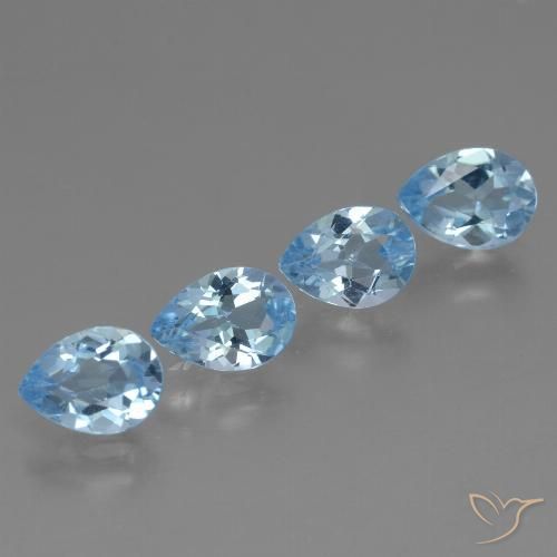3.35ctw Naturel Bleu Suisse Topaze, En forme de poire, VVS-VS