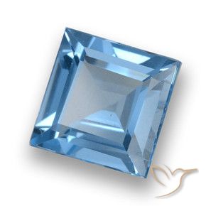 Topaze Bleu Suisse naturelle Carré, 1.86 ct, VVS-VS