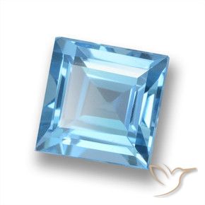 Topaze Bleu Suisse naturelle Carré, 2.25 ct, VVS-VS