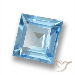 Topaze Bleu Suisse naturelle Carré, 1.86 ct, VVS-VS