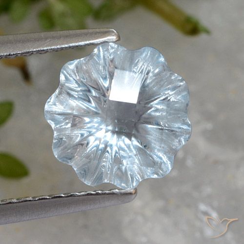 1.90ct Naturel Bleu ciel Topaze, Taille Fleur, Transparent