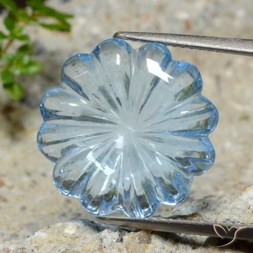 12.02ct Naturel Bleu ciel Topaze, Taille Fleur, Transparent