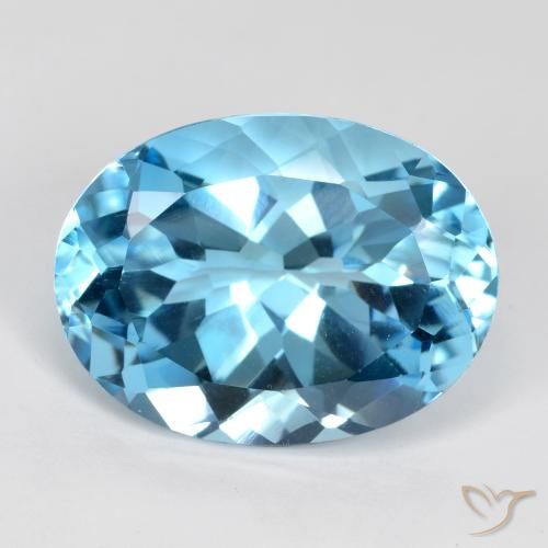 Topaze Bleu Suisse naturelle ovale, 22.02 ct, VVS