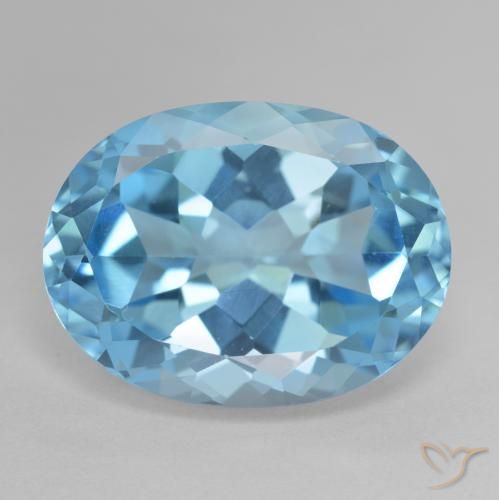 Topaze Bleu Suisse naturelle ovale, 22.75 ct, VVS