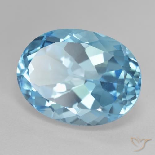 Topaze Bleu Suisse naturelle ovale, 22.75 ct, VVS