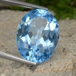 Topaze Bleu Suisse naturelle ovale, 22.74 ct, VVS-VS