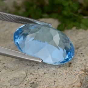 Topaze Bleu Suisse naturelle ovale, 22.74 ct, VVS-VS