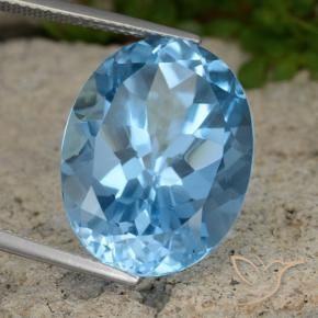 Topaze Bleu Suisse naturelle ovale, 22.32 ct, VVS-VS
