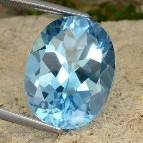 Topaze Bleu Suisse naturelle ovale, 21.34 ct, VVS