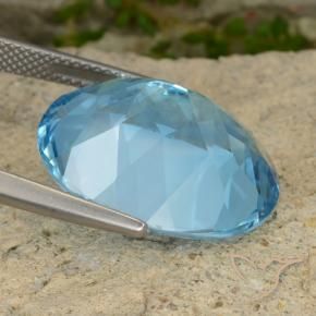 Topaze Bleu Suisse naturelle ovale, 21.34 ct, VVS
