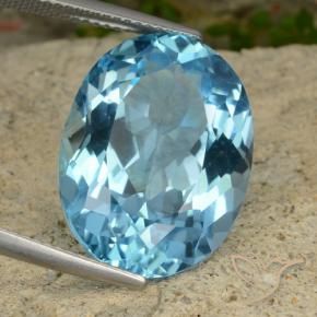 Topaze Bleu Suisse naturelle ovale, 21.79 ct, VVS