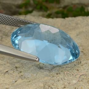 Topaze Bleu Suisse naturelle ovale, 21.79 ct, VVS