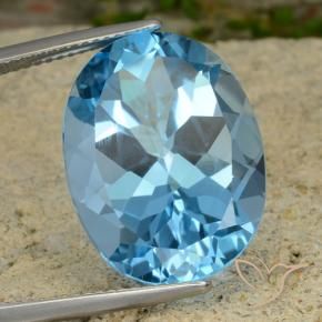 Topaze Bleu Suisse naturelle ovale, 21.13 ct, VVS
